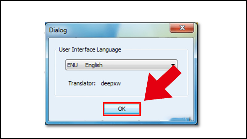 Click OK để chọn ng&ocirc;n ngữ 